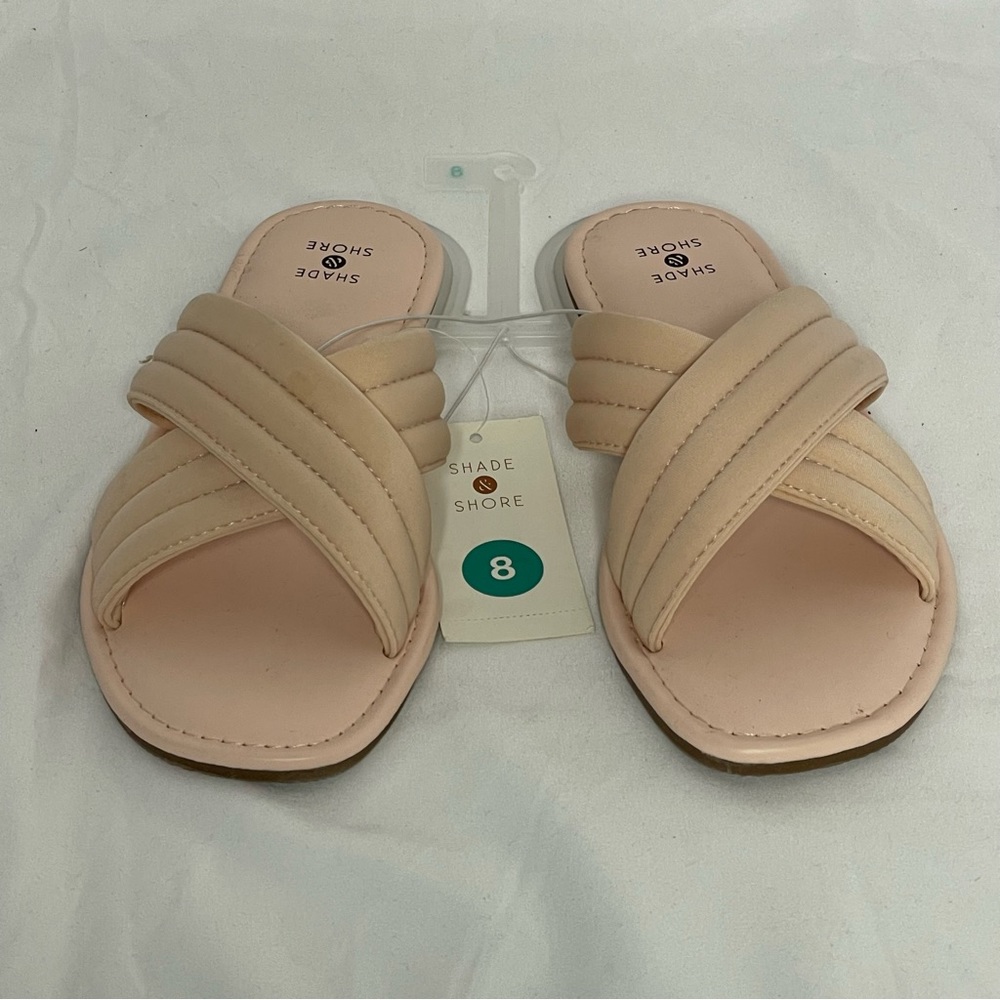 Shade & Shore Womens Size 8 Pink Textile Criss Cross Open Toe Sandals